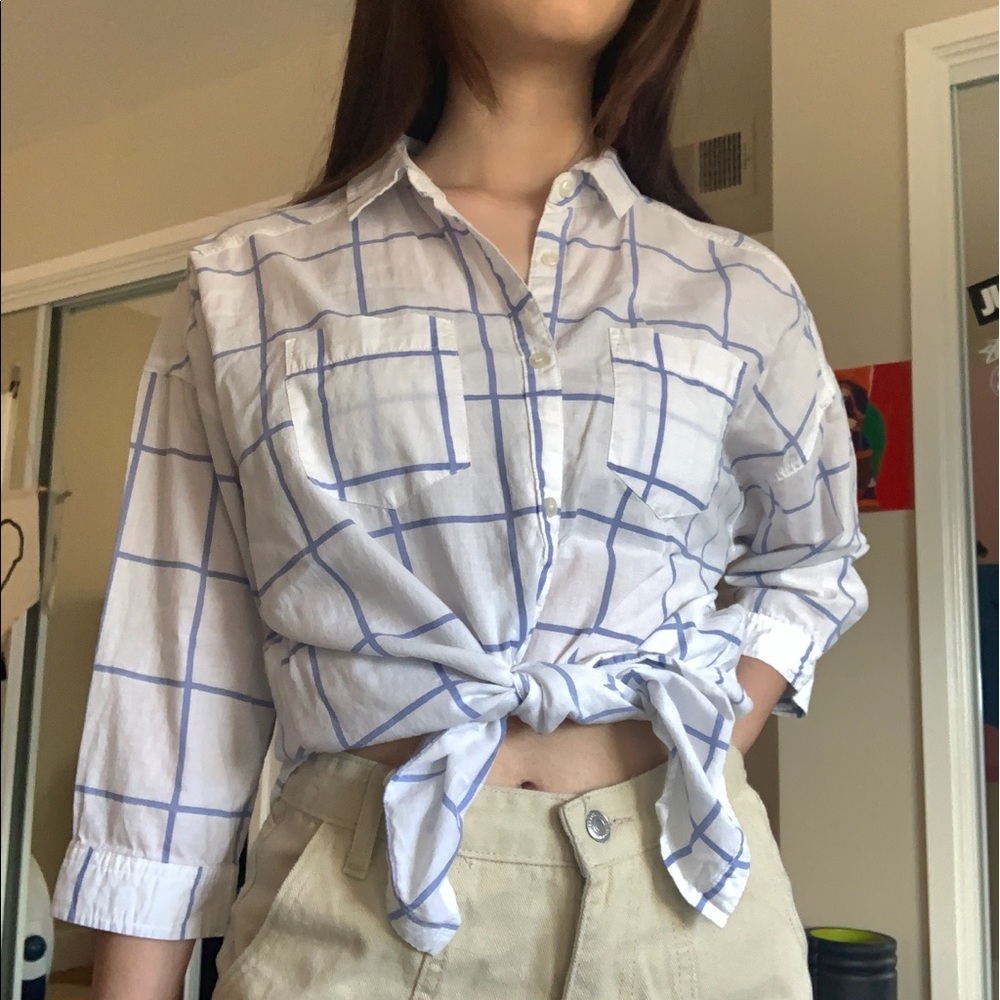 Roll Tab Sleeve Grid Shirt